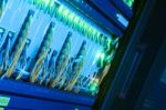 Fiber Optic With Servers In A Technology Data Center Stock Photo