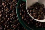 Coffe Beans And Cup Stock Photo