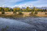 Jagged Grand Teton Mountain Range Stock Photo