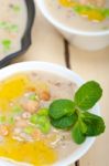 Hearty Middle Eastern Chickpea And Barley Soup Stock Photo