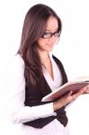 Woman Reading A Book Stock Photo