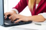 Young Business Girl Using Her Computer Stock Photo