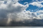 Storm Passing Over Lake Geneva In Switzerland Stock Photo