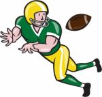 American Football Wide Receiver Catch Ball Cartoon Stock Photo