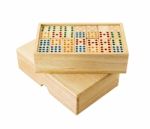 Wooden Domino In Box Stock Photo