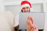 Shopping Online For Christmas Stock Photo