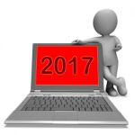 Two Thousand And Seventeen Character Laptop Shows Year 2017 Stock Photo