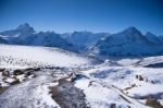 First Mountain Grindelwald Switzerland Stock Photo