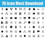 70 Icon Most Download On White Background Stock Photo