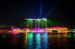 Singapore - Aug 8 ,2017 : Laser Show At Night In Singapore Stock Photo