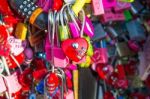 Seoul - February 1 : Love Padlocks At N Seoul Tower Or Locks Of Love Is A Custom In Some Cultures Which Symbolize Their Love Will Be Locked Forever At Seoul Tower On February 1,2015 In Seoul,south Korea Stock Photo