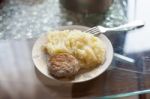 Meat Pattie With Potato Puree Stock Photo