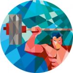 Weightlifter Snatch Grab Lifting Barbell Low Polygon Stock Photo