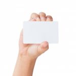 Hand Hold Blank Card Isolated Clipping Path Inside Stock Photo