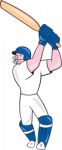 Cricket Player Batsman Batting Cartoon Stock Photo