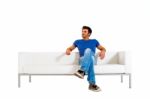 Man On Sofa Stock Photo