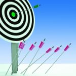 Arrow On Dartboard Showing Efficiency Stock Photo