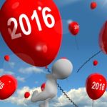 Two Thousand Sixteen On Balloons Shows Year 2016 Stock Photo