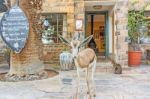 Gazelle In Front Of The Hotel And Restaurant In Helmeringhousen, Stock Photo