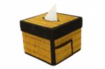 Bamboo Craft Tissue Paper Box On White Background Stock Photo