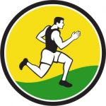 Marathon Runner Circle Retro Stock Photo