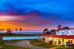 Sunset Over The Pacific Ocean On Azuero Peninsula In Panama Stock Photo