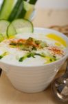 Arab Middle East Goat Yogurt And Cucumber Salad Stock Photo