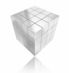 Cube Silver Geometry Abstract Background Stock Photo