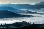 Sunrise Over Val D'orcia Stock Photo