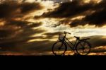 Bicycles With The Silhouettes Stock Photo