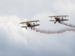 The Trig Aerobatic Team Flying Over Biggin Hill Airport Stock Photo