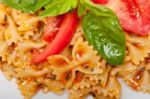 Italian Pasta Farfalle Butterfly Bow-tie And Tomato Sauce Stock Photo