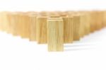 Row Wooden Domino Stock Photo