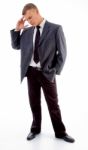 Standing Businessman In Tension Stock Photo