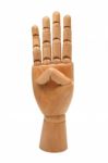 Wooden Hand Isolated On A White Background Stock Photo