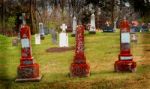 Old Headstones In Graveyard Stock Photo