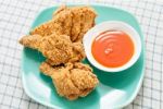 Fried Chicken With Chili Sauce Stock Photo