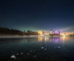 Ancient Castle At Night Stock Photo