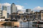 London - February 12 : Canary Wharf And Other Buildings In Dockl Stock Photo