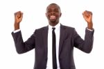 Businessman Rejoices Stock Photo