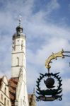 Old Clock Tower In Rothenburg Stock Photo