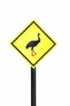 Warning Bird Symbol Traffic Sign In Public Park On White Background Stock Photo