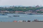 Istanbul, Turkey - May 24 : View Of Buildings Along The Bosphorus In Istanbul Turkey On May 24, 2018 Stock Photo