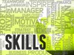 Skill Words Indicates Skilled Aptitude And Competencies Stock Photo