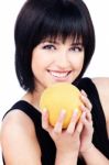 Woman With Fruit Stock Photo