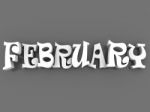 February Sign With Colour Black And White. 3d Paper Illustration Stock Photo