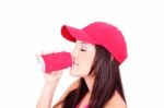 Woman Drinking Stock Photo