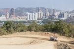 Cement Factory  In The Mountains Stock Photo