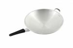 Iron Chrome Asian Pan On White Background Stock Photo