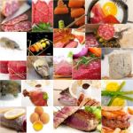 High Protein Food Collection Collage Stock Photo